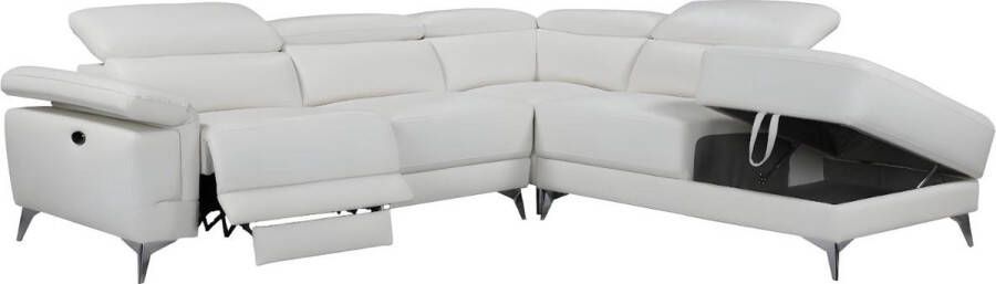 LINEA SOFA Elektrische relaxhoekbank van leer PASCALINE Ivoor Hoek rechts L 277 cm x H 96 cm x D 244 cm