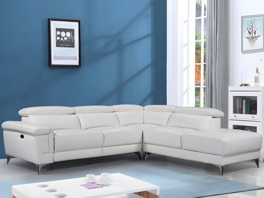 LINEA SOFA Elektrische relaxhoekbank van leer PASCALINE Ivoor Hoek rechts L 277 cm x H 96 cm x D 244 cm