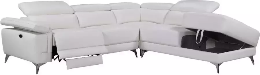 LINEA SOFA Elektrische relaxhoekbank van leer PASCALINE Ivoor Hoek rechts L 277 cm x H 96 cm x D 244 cm