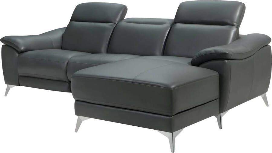 LINEA SOFA Elektrische relaxhoekbank van leer RINETO Antraciet Hoek rechts L 258 cm x H 98 cm x D 171 cm