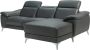 LINEA SOFA Elektrische relaxhoekbank van leer RINETO Antraciet Hoek rechts L 258 cm x H 98 cm x D 171 cm - Thumbnail 1