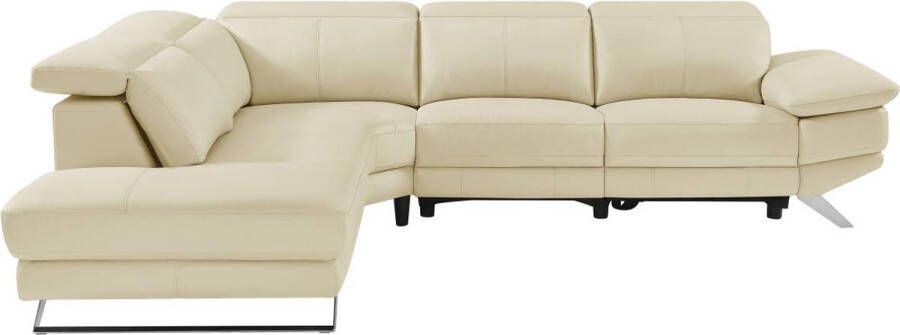 LINEA SOFA Elektrische relaxzitbank met hoek links van beige vaarsleer PUNO II L 299 cm x H 76 cm x D 239 cm