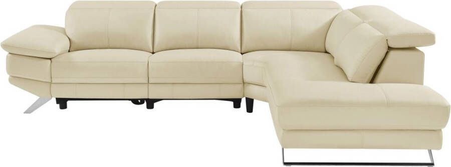 LINEA SOFA Elektrische relaxzitbank met hoek rechts van beige vaarsleer PUNO II L 299 cm x H 76 cm x D 239 cm