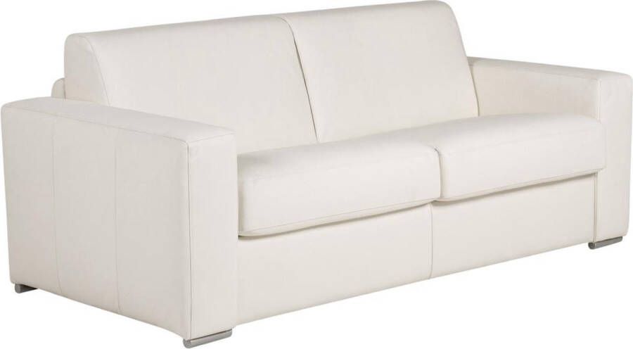 Vente-unique Express-driezitsslaapbank van 100% wit buffelleer matras 20 cm DELECTEA II L 200 cm x H 84 cm x D 100 cm - Foto 3
