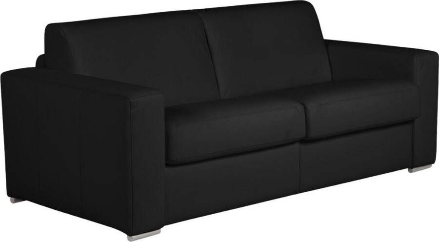 Vente-unique Express-driezitsslaapbank van 100% zwart buffelleer matras 22 cm DELECTEA II L 200 cm x H 84 cm x D 100 cm - Foto 3