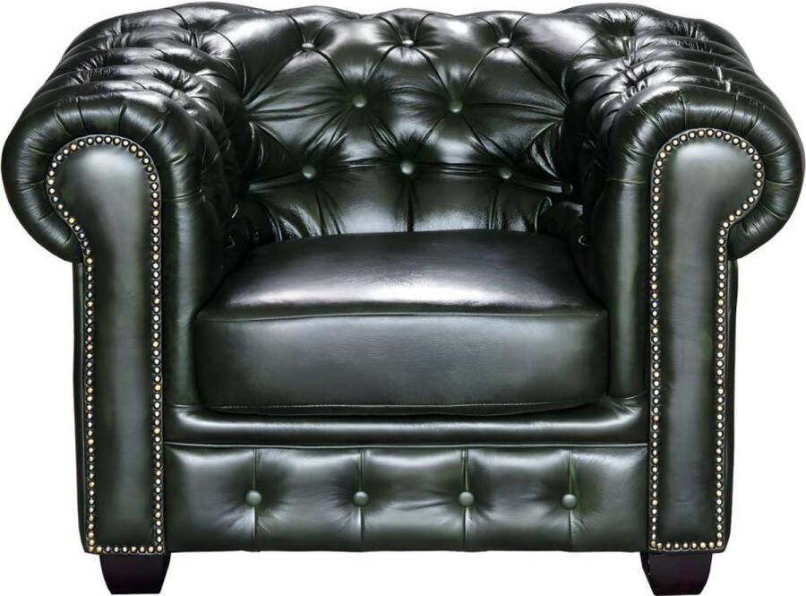 LINEA SOFA Fauteuil chesterfield BRENTON 100% buffelleer empire groen L 105 cm x H 73 cm x D 96 cm - Foto 2