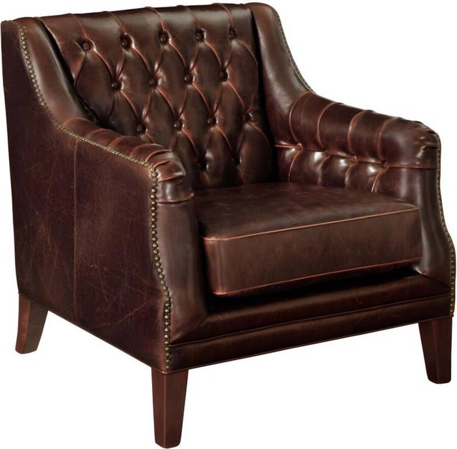 Vente-unique LINEA SOFA Fauteuil van leer COLBERT Bruin L 84 cm x H 84 cm x D 84 cm