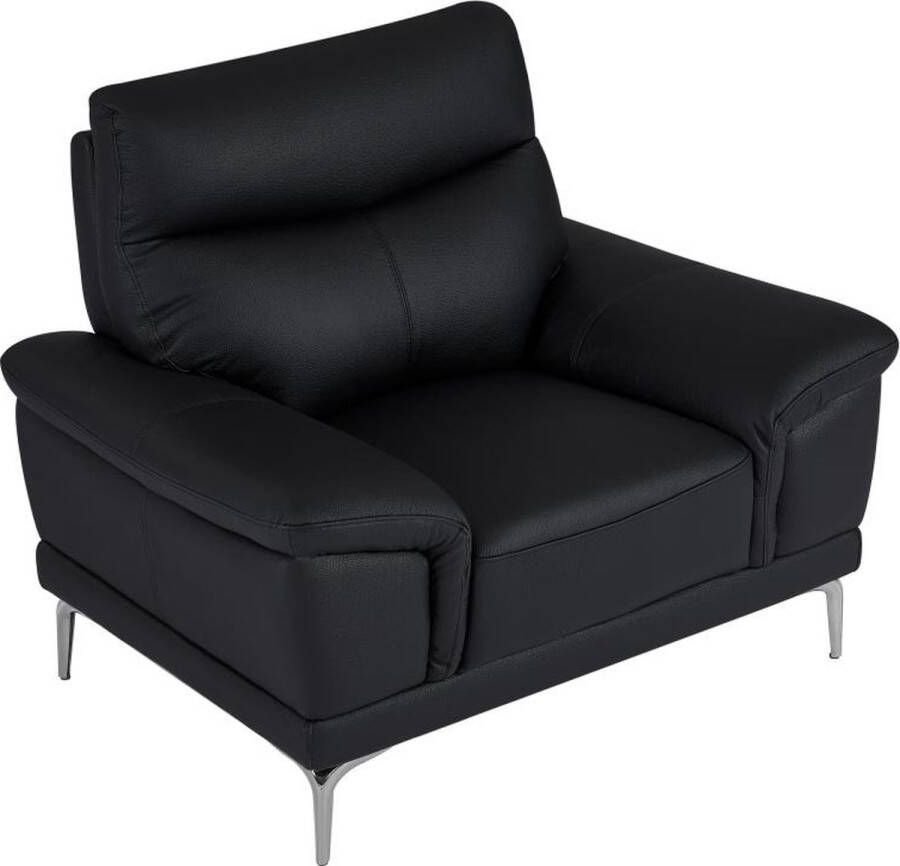 LINEA SOFA Fauteuil van zwart leer ATESSO L 116 cm x H 92 cm x D 93 cm