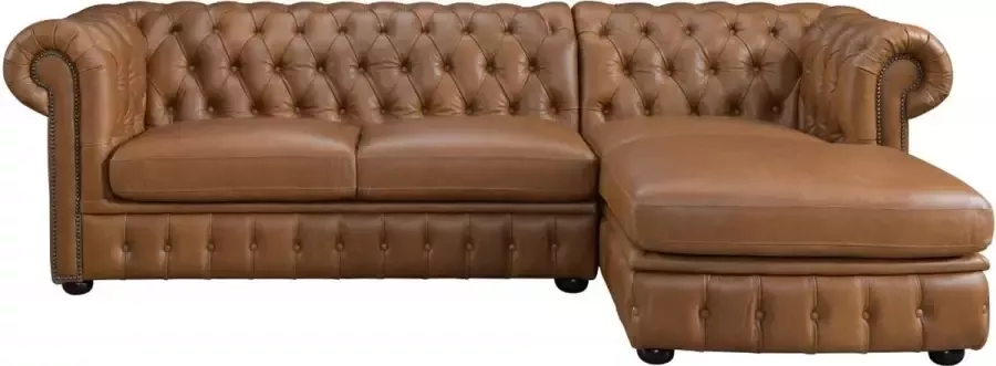 LINEA SOFA Hoekbank chesterfield BRENTON 100% buffelleer Hoek rechts Vintage caramel L 274 cm x H 82 cm x D 166 cm - Foto 4