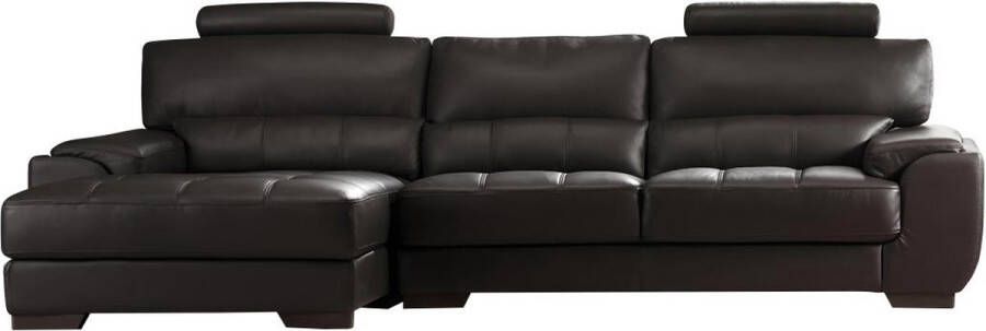 Vente-unique Hoekbank en poef van leer METROPOLITAN II bruin hoek links L 275 cm x H 94 cm x D 152 cm - Foto 2