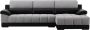 LINEA SOFA Hoekbank in zwart en grijze stof en leer Hoek rechts ARAGON L 290 cm x H 84 cm x D 154 cm - Thumbnail 2