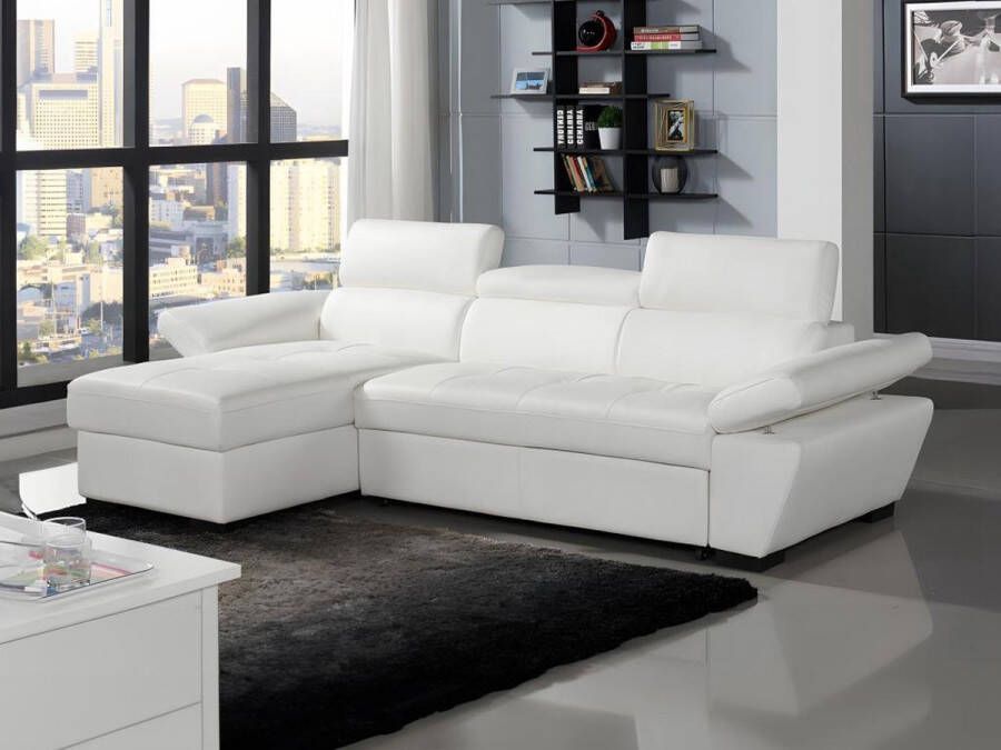 LINEA SOFA Hoekbank JONOVA Leer Wit Hoek links L 256 cm x H 83 cm x D 154 cm - Foto 3