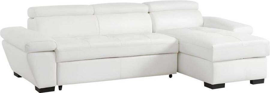 LINEA SOFA Hoekbank JONOVA Leer Wit Hoek rechts L 256 cm x H 83 cm x D 154 cm - Foto 1