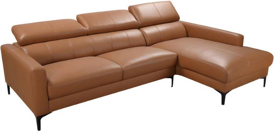 LINEA SOFA Hoekbank van buffelleer FLORENCE Camel Rechterhoek L 253 cm x H 92 cm x D 173 cm - Foto 2