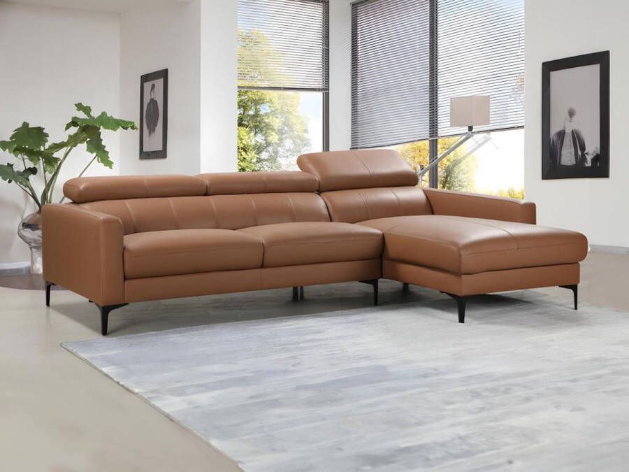 LINEA SOFA Hoekbank van buffelleer FLORENCE Camel Rechterhoek L 253 cm x H 92 cm x D 173 cm