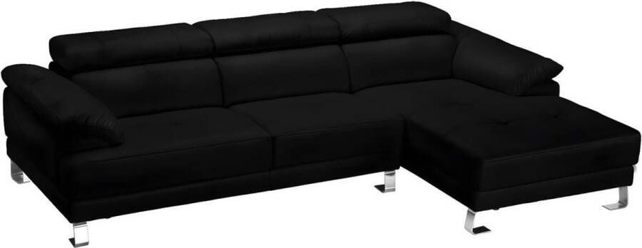 LINEA SOFA Hoekbank van hoogwaardig leer EXCELSIOR II zwart hoek rechts L 265 cm x H 74 cm x D 165 cm