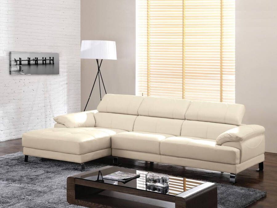 LINEA SOFA Hoekbank van leer EXCELSIOR II ivoor hoek links L 265 cm x H 74 cm x D 165 cm