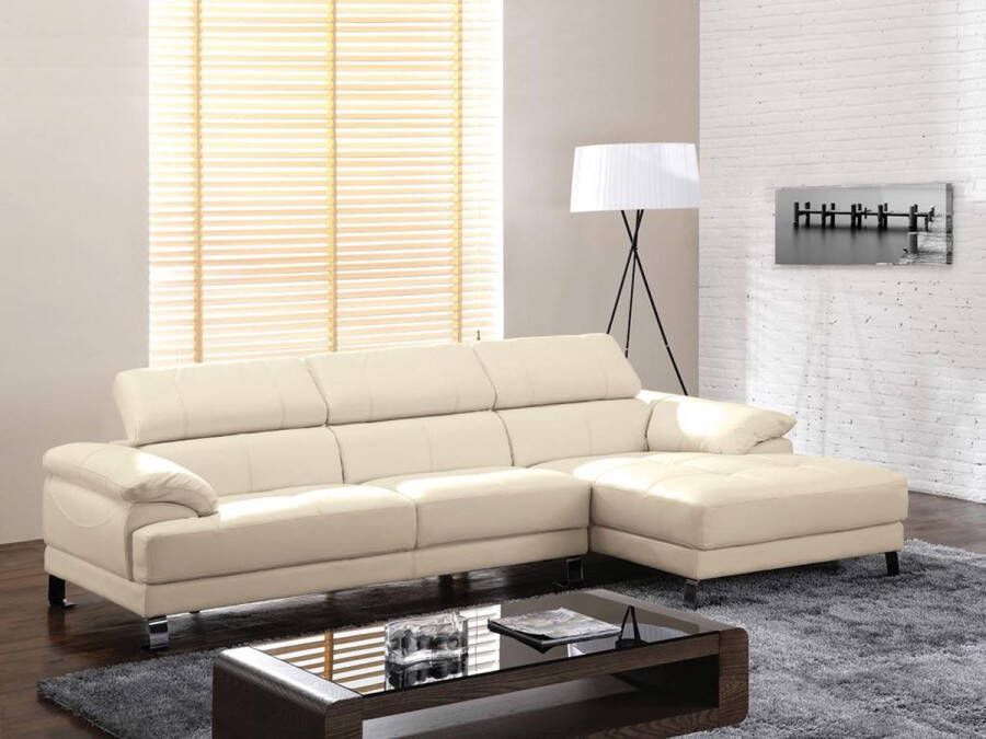 LINEA SOFA Hoekbank van leer EXCELSIOR II ivoor hoek rechts L 265 cm x H 74 cm x D 165 cm