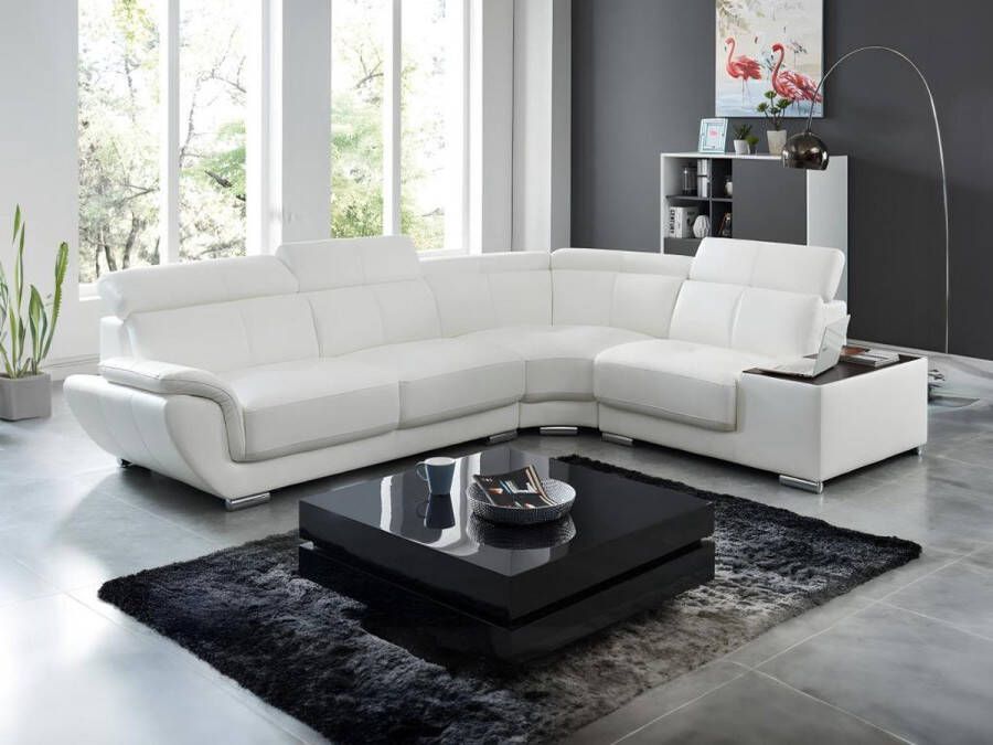 LINEA SOFA Hoekbank van leer NAHIA Wit Hoek rechts L 306 cm x H 78 cm x D 240 cm