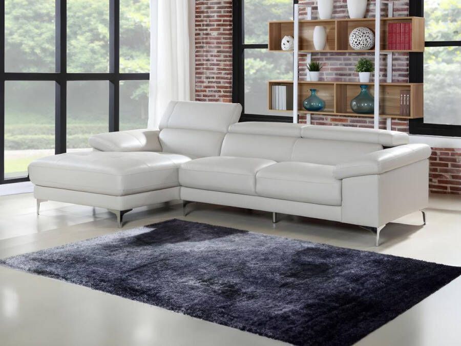 Vente-unique Leren hoekbank SOLANGE wit Hoek links L 265 cm x H 90 cm x D 167 cm