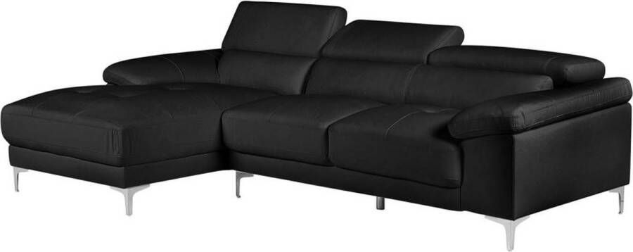 Vente-unique Leren hoekbank SOLANGE Zwart Hoek links L 265 cm x H 73 cm x D 167 cm