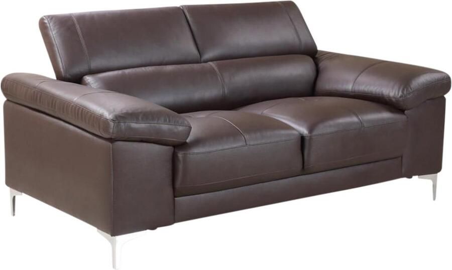 Vente-unique LINEA SOFA Tweezitsbank van leer SOLANGE Bruin L 176 cm x H 90 cm x D 103 cm