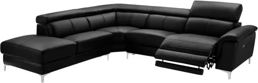 Vente-unique Relaxhoekbank van leer SITIA elektrisch zwart hoek links L 293 cm x H 100 cm x D 250 cm - Foto 3