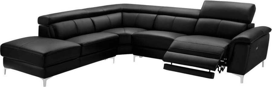 LINEA SOFA Relaxhoekbank van leer SITIA elektrisch zwart hoek links L 293 cm x H 100 cm x D 250 cm