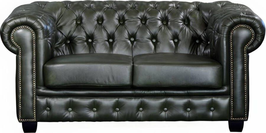 LINEA SOFA Tweezitsbank Chesterfield BRENTON 100% buffelleer empire groen L 160 cm x H 73 cm x D 96 cm - Foto 2