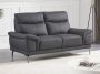 LINEA SOFA Tweezitsbank van antracietgrijs leer ATESSO L 168 cm x H 92 cm x D 93 cm - Thumbnail 2