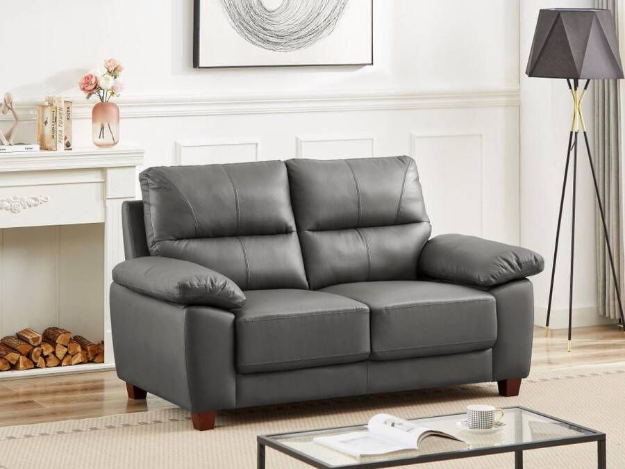 Vente-unique Tweezitsbank van antracietgrijs leer TASANI L 168 cm x H 95 cm x D 92 cm