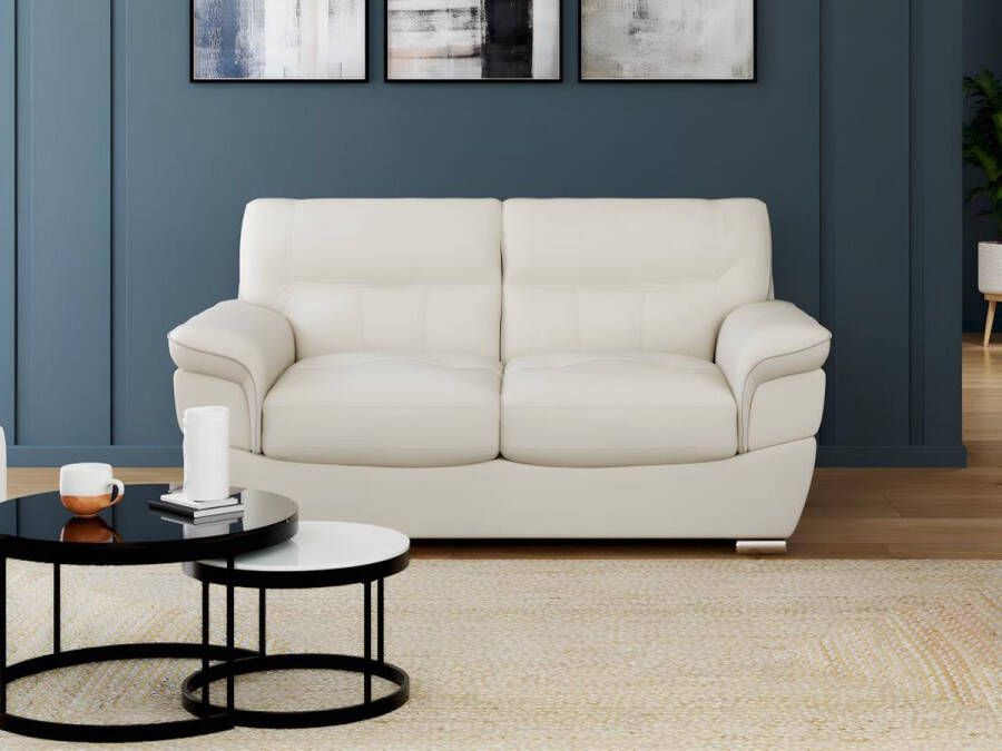 Vente-unique LINEA SOFA Tweezitsbank van leer THIBAULT ivoor L 168 cm x H 87 cm x D 93 cm - Foto 3