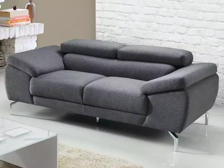 Vente-unique Tweezitsbank van stof GRETEL grijs L 177 cm x H 73 cm x D 109 cm - Foto 7