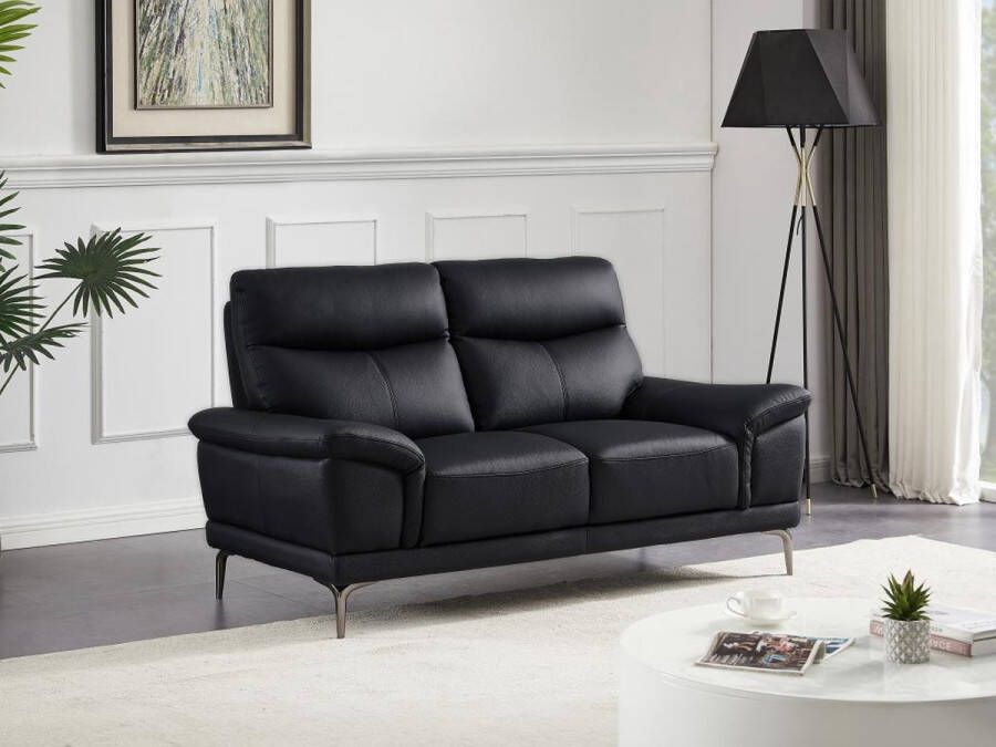 Vente-unique LINEA SOFA Tweezitsbank van zwart leer ATESSO L 168 cm x H 92 cm x D 93 cm