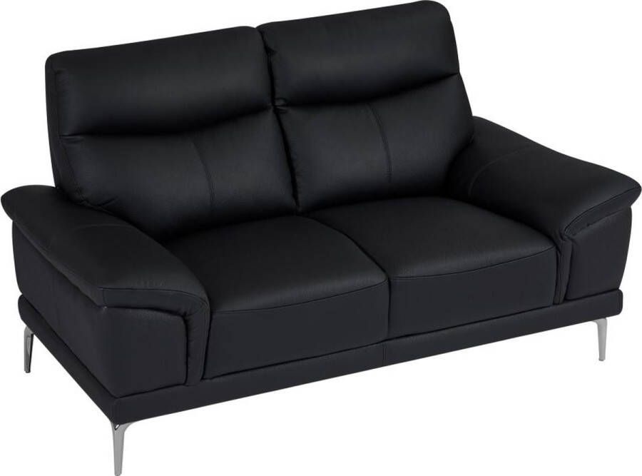 LINEA SOFA Tweezitsbank van zwart leer ATESSO L 168 cm x H 92 cm x D 93 cm