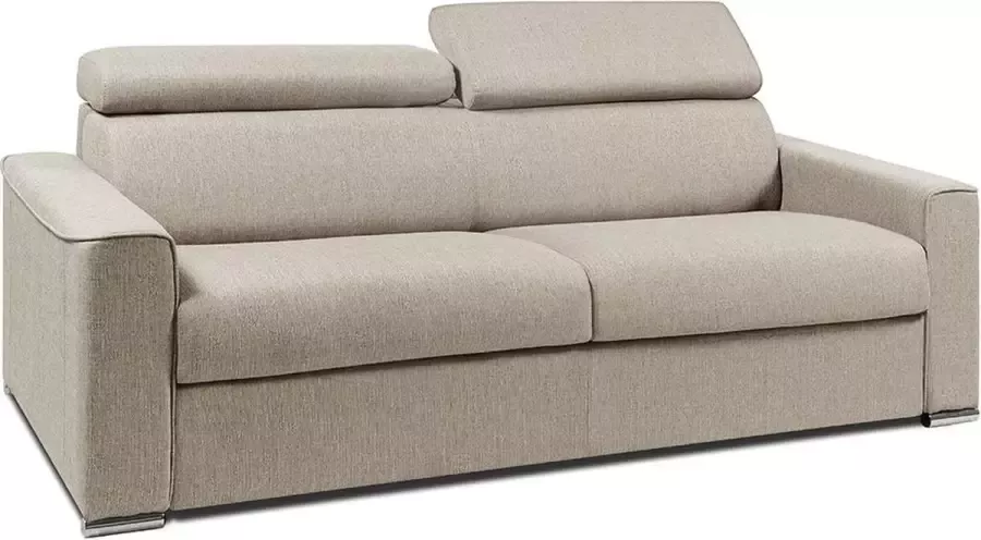 LINEA SOFA Vierzits express slaapbank van stof VIZIR Beige Slaapafmeting met brede latten 160 cm Matras 18 cm L 216 cm x H 100 cm x D 94 cm - Foto 4