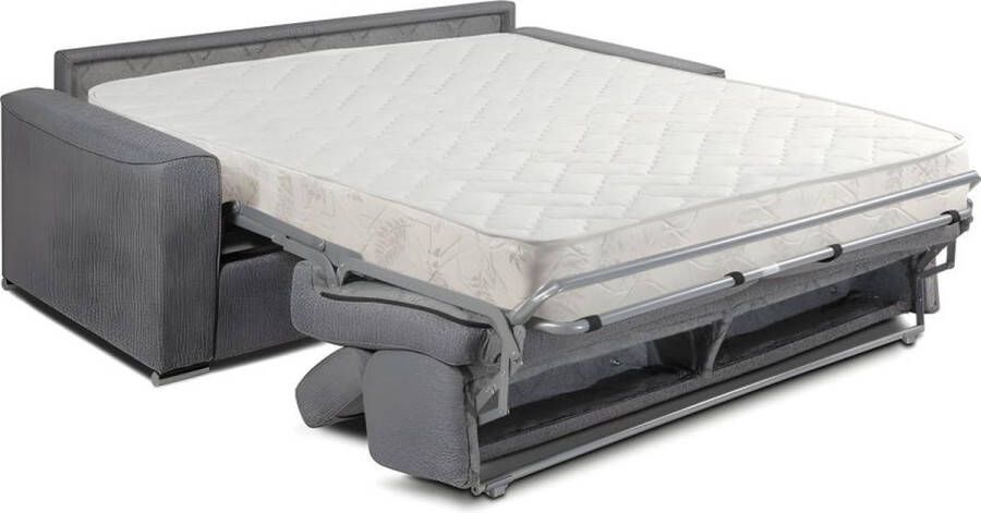 LINEA SOFA Vierzits express slaapbank van stof VIZIR Grijs Slaapafmeting met brede latten 160 cm Matras 18 cm L 216 cm x H 100 cm x D 94 cm - Foto 5