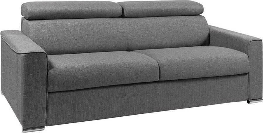 LINEA SOFA Vierzits express slaapbank van stof VIZIR Grijs Slaapafmeting met brede latten 160 cm Matras 18 cm L 216 cm x H 100 cm x D 94 cm - Foto 6