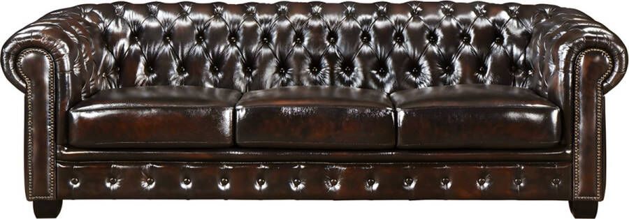 LINEA SOFA Vierzitsbank Chesterfield BRENTON 100% buffelleer bruin tinten L 240 cm x H 73 cm x D 99 cm - Foto 1