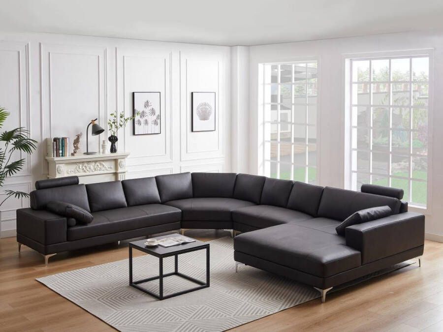 LINEA SOFA XXL zevenzitsbank hoogwaardig leer DONATELLO II bruin hoek links L 386 cm x H 89 cm x D 335 cm