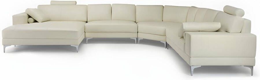 Vente-unique XXL zevenzitsbank hoogwaardig leer DONATELLO II ivoor hoek links L 384 cm x H 91 cm x D 335 cm - Foto 3