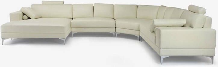 LINEA SOFA XXL zevenzitsbank hoogwaardig leer DONATELLO II ivoor hoek links L 384 cm x H 91 cm x D 335 cm