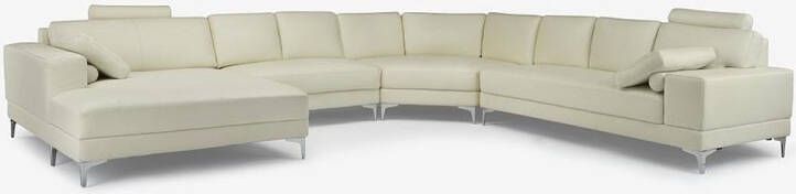 LINEA SOFA XXL zevenzitsbank hoogwaardig leer DONATELLO II ivoor hoek links L 384 cm x H 91 cm x D 335 cm