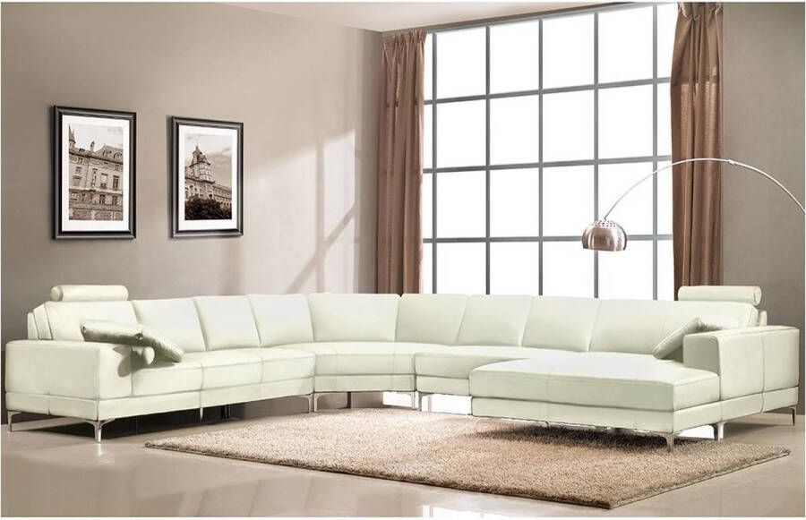 LINEA SOFA XXL zevenzitsbank hoogwaardig leer DONATELLO II ivoor hoek rechts L 386 cm x H 89 cm x D 335 cm