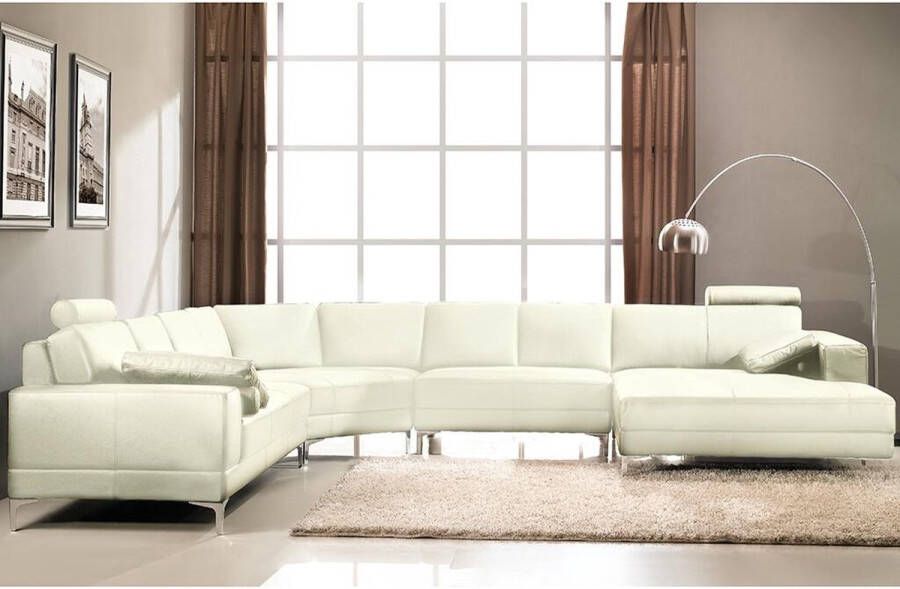 LINEA SOFA XXL zevenzitsbank hoogwaardig leer DONATELLO II ivoor hoek rechts L 386 cm x H 89 cm x D 335 cm