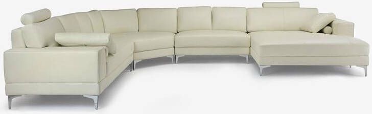 LINEA SOFA XXL zevenzitsbank hoogwaardig leer DONATELLO II ivoor hoek rechts L 386 cm x H 89 cm x D 335 cm