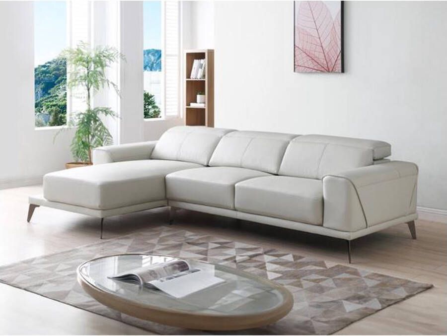 Vente-unique Zitbank met hoek links in beige buffelleder ANDOR L 279 cm x H 95 cm x D 170 cm