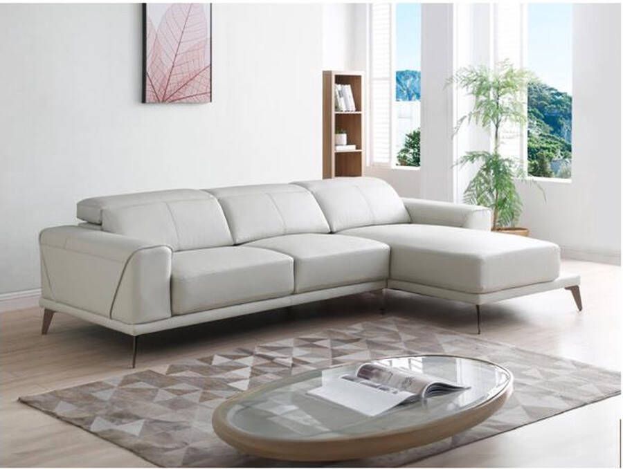 Vente-unique Zitbank met hoek rechts in beige buffelleder ANDOR L 279 cm x H 95 cm x D 170 cm