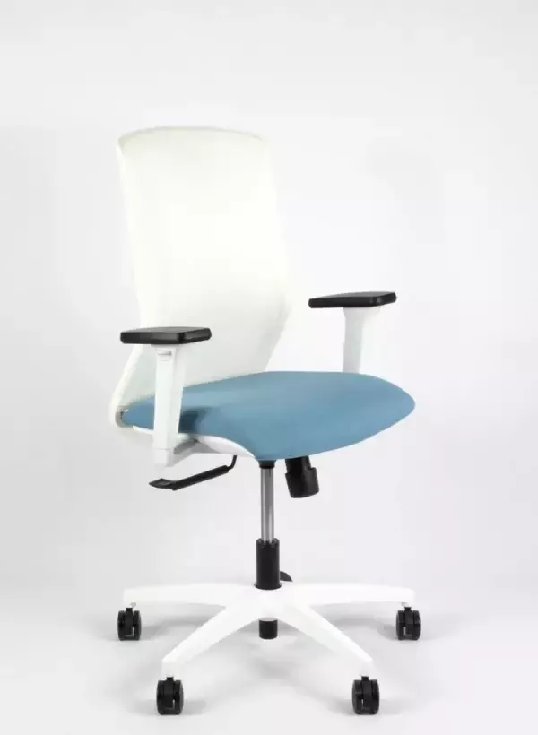 Linea Tekna White 01 Bureaustoel Ergonomisch EN1335 -Multi verstelbaar- Wit Blauw - Foto 2