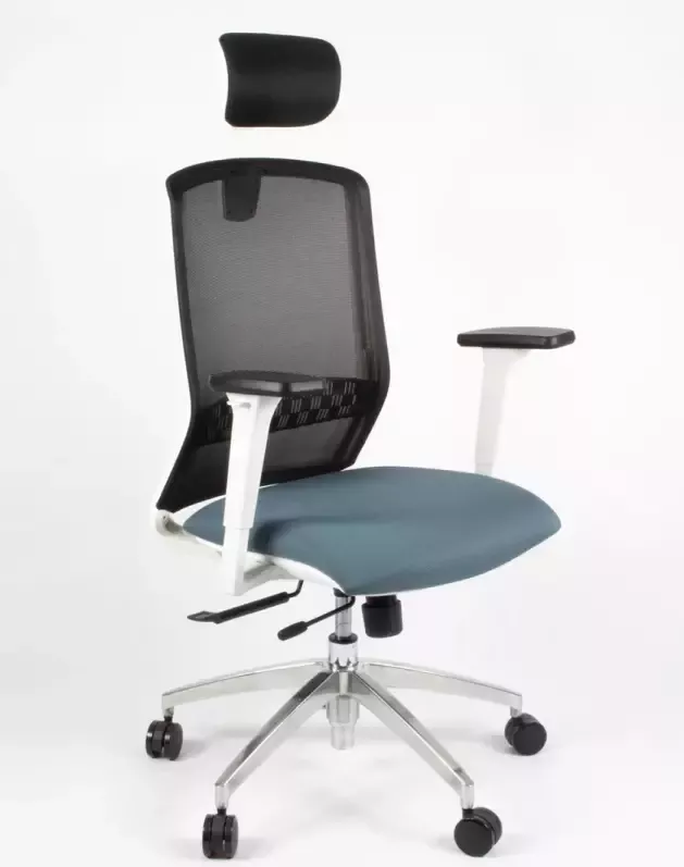 Linea Tekna White 01 PT Bureaustoel Ergonomisch EN1335 Met hoofdsteun Multi verstelbaar- Zwart Grijs